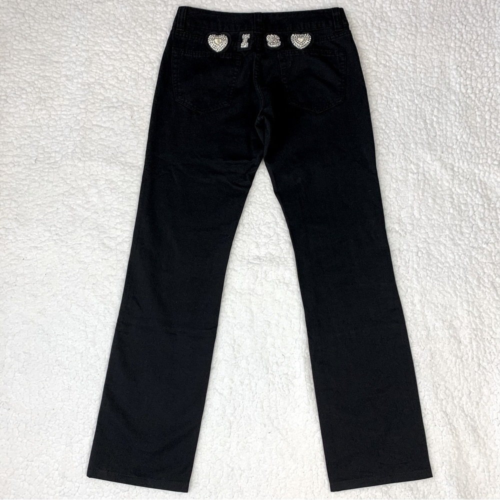 Black Jeans Women’s Size 28 Rhinestone Embellished Straight Leg Made In Italy
